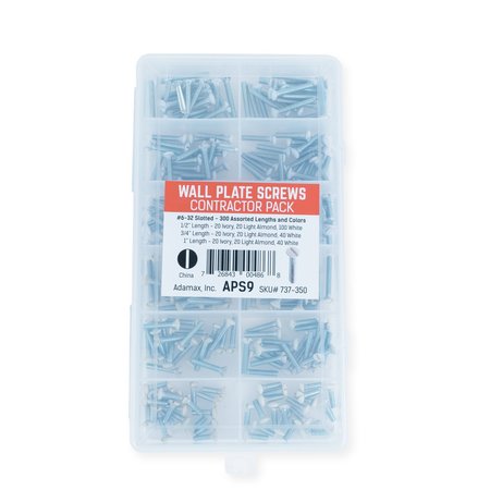 ADAMAX Assorted Wallplate Screw Kit - 300pcs APS-9